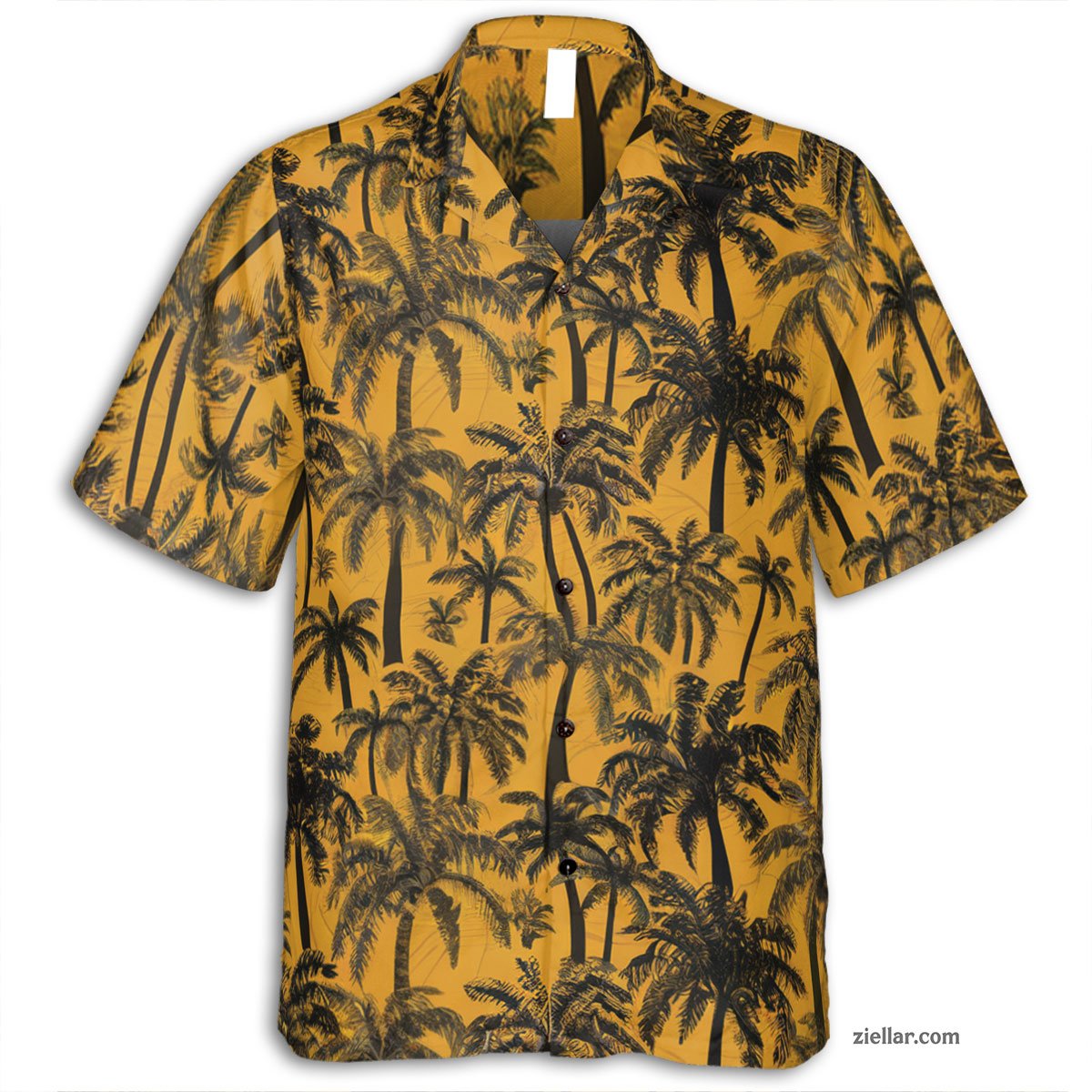 Palm Tree Hawaiian Shirt Tee, Vibrant Yellow Aloha Shirt for Adults