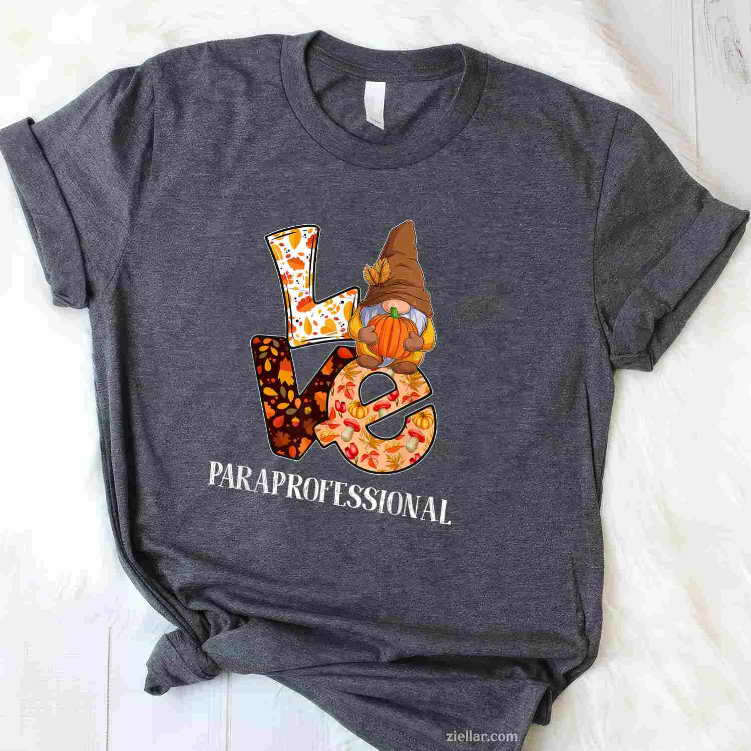 Paraprofessional Love Autumn Fall Gnome For Teachers T-Shirt and Tee for Adults Men Women Unisex for Men Women T-Shirt and Tee for Adults Men Women Unisex