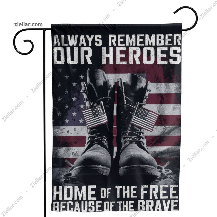 Patriotic Garden Flag with Boots USA Flag,Always Remember Our Heroes Yard Decor