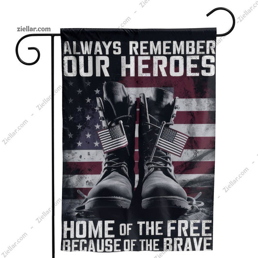 Patriotic Garden Flag with Boots USA Flag,Always Remember Our Heroes Yard Decor
