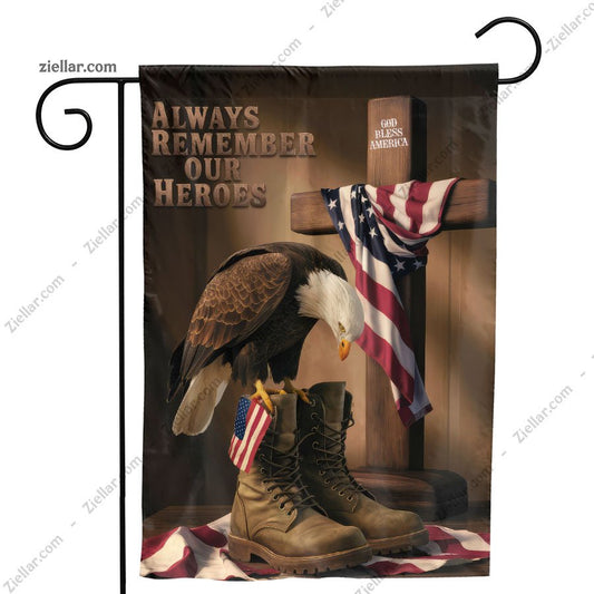 Patriotic Flag Always Remember Our Heroes Yard Banner Garden Decor USA