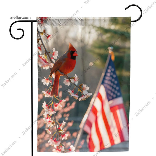 Patriotic Red Cardinal with American Flag Perfect for Veterans and Gifts