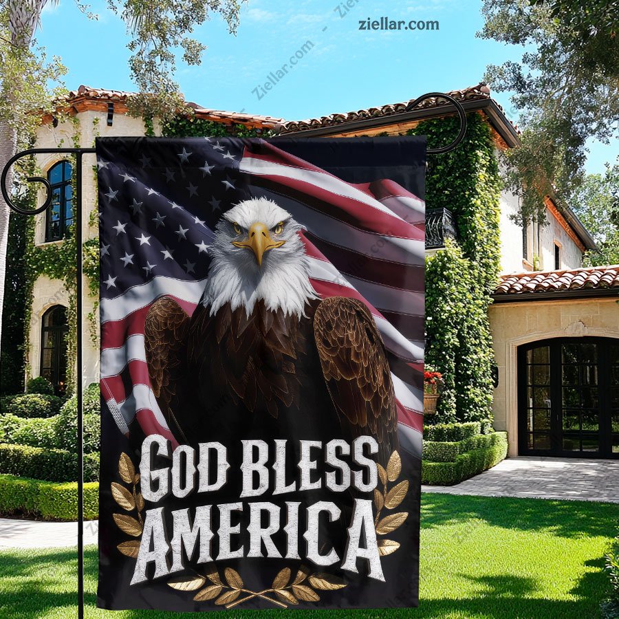 Patriotic Eagle Flag God Bless America Garden Yard Decor Banner USA Gift