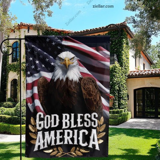 Patriotic Eagle Flag God Bless America Garden Yard Decor Banner USA Gift