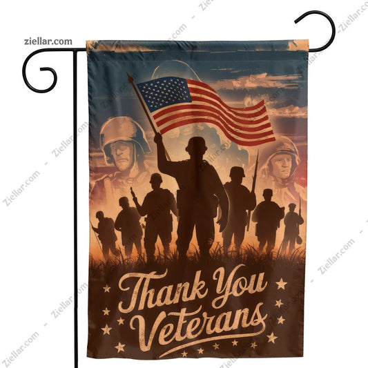 Patriotic Garden Flag Double Sided, Thank You Veterans Outdoor Yard Decor