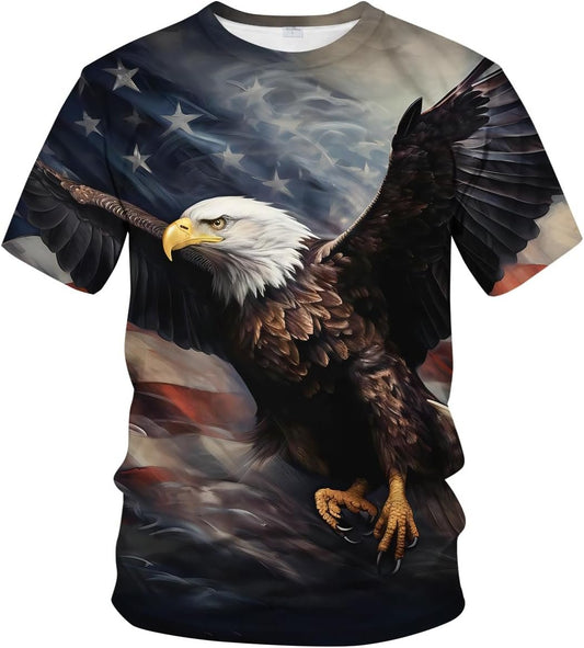 Patriotic American Flag 3D T-Shirt Tee for Men and Women, Novelty Summer Short Sleeve Graphic Top