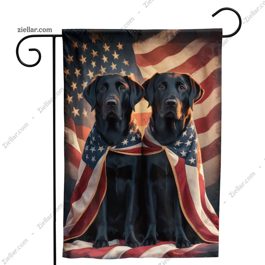 Patriotic Flag with Black Labrador Retrievers for Garden Yard Outdoor Home Decor