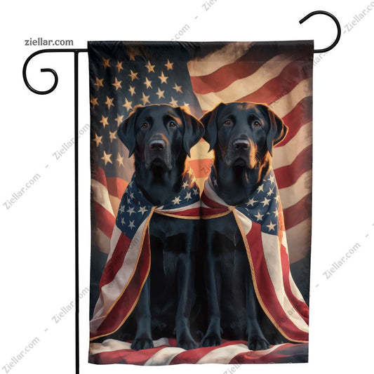 Patriotic Flag with Black Labrador Retrievers for Garden Yard Outdoor Home Decor