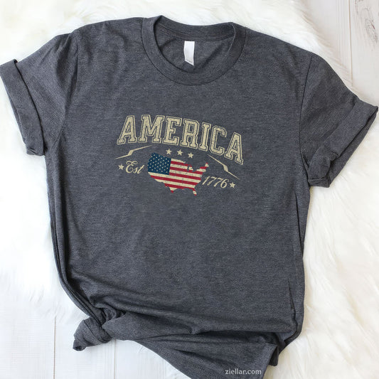 Patriotic American Flag USA Est 1776 4th
