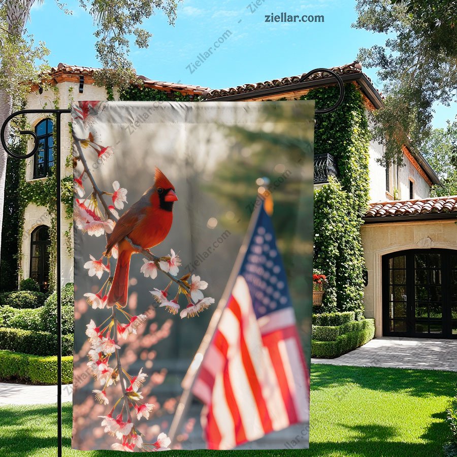 Patriotic Red Cardinal with American Flag Perfect for Veterans and Gifts