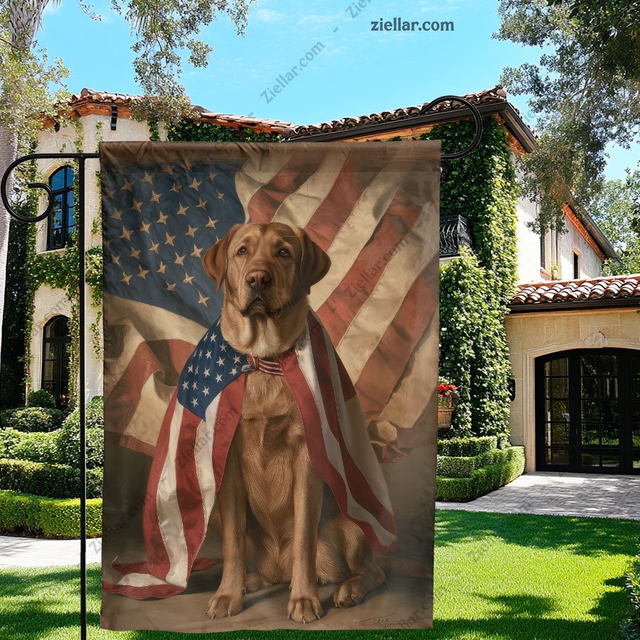 Patriotic Dog American Flag Garden Decor USA Pet Home Yard Banner Gift