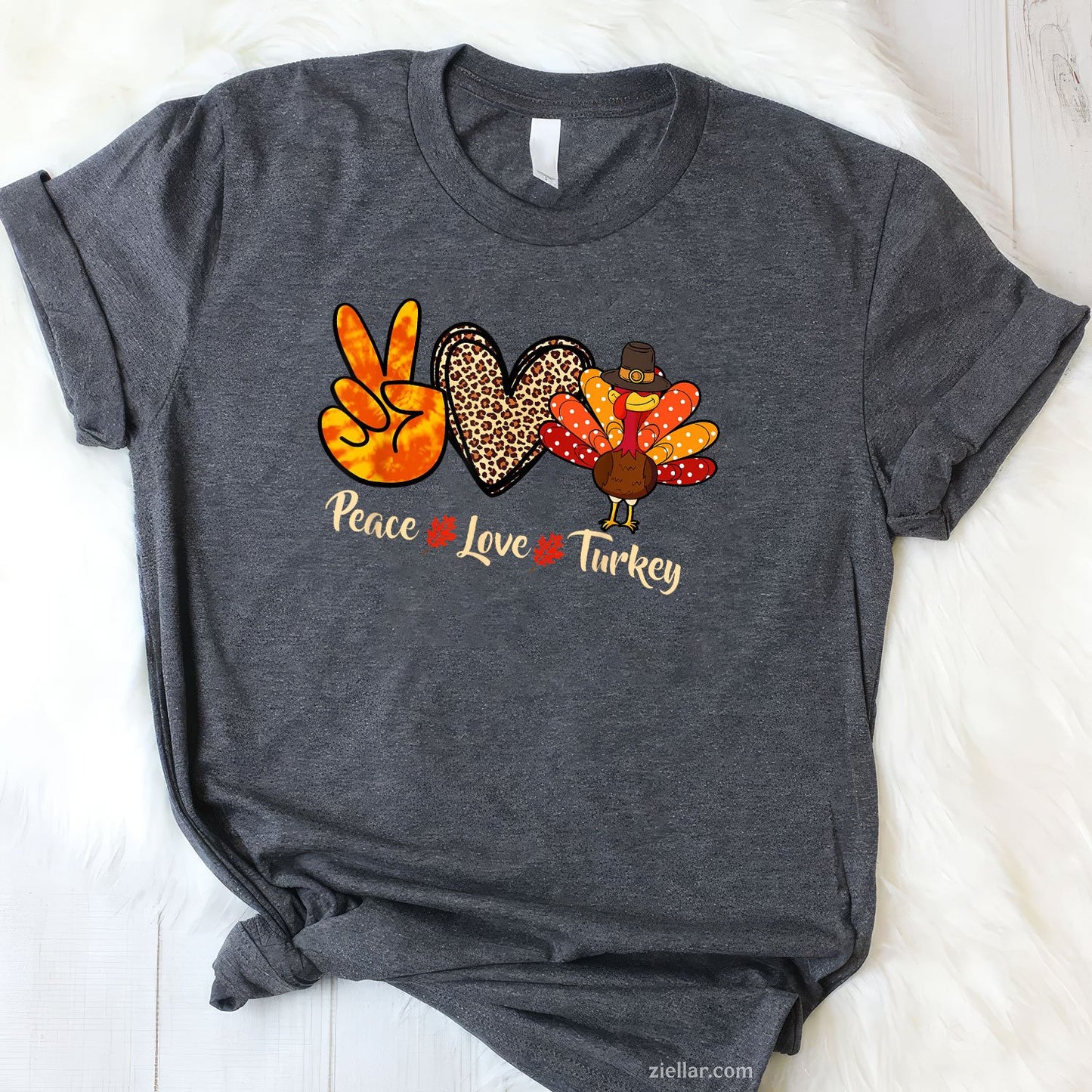 Peace Love Turkey Tee and T-Shirt, Little Pilgrim Thanksgiving T-Shirt Gift for Women Adults