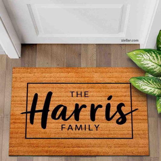 Personalized Coir Doormat with Family Name, Modern Style Entryway Accent