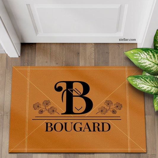 Personalized Initial B Monogram Doormat Custom Text Rug for Front Door