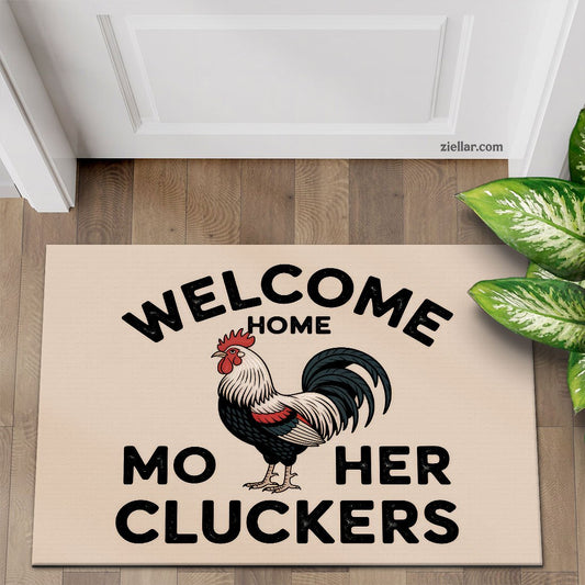 Personalized Funny Rooster Welcome Home Doormat Custom Rug for Door Decor