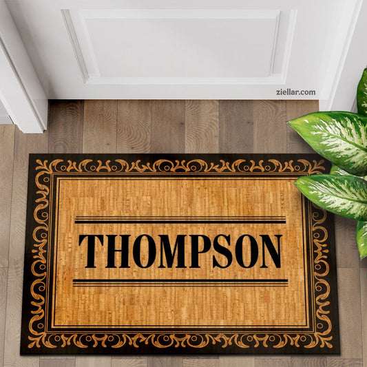 Personalized Monogram Doormat, Elegant Vintage Name Rug for Home Entryway