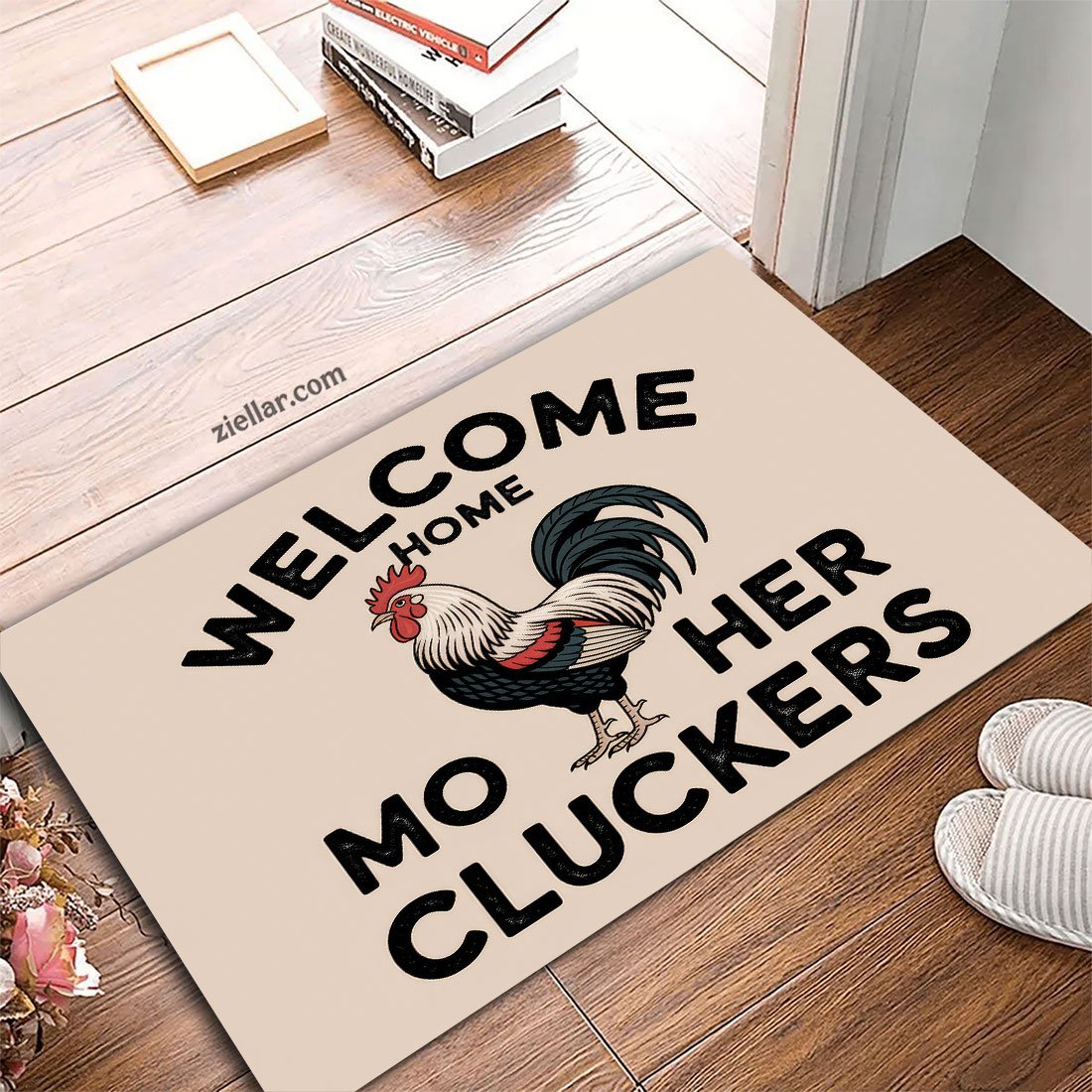 Personalized Funny Rooster Welcome Home Doormat Custom Rug for Door Decor