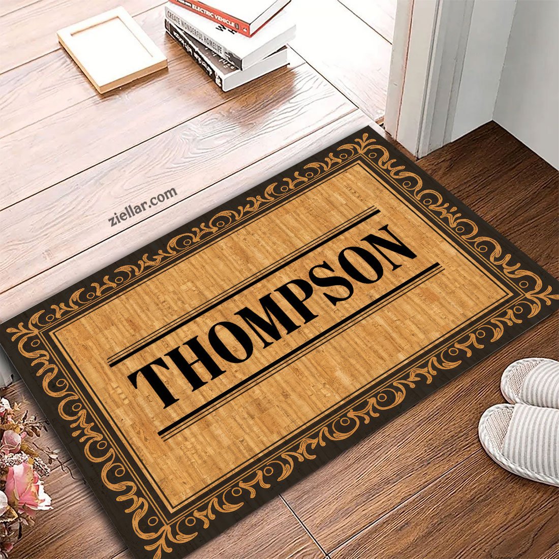Personalized Monogram Doormat, Elegant Vintage Name Rug for Home Entryway