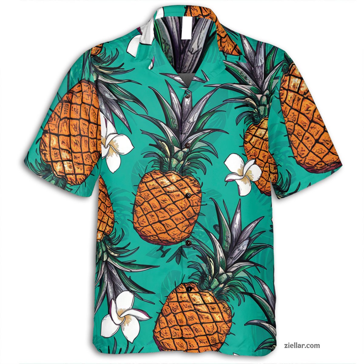 Pineapple & Floral Hawaiian Shirt Tee, Aloha Short Sleeve Outfit Gift