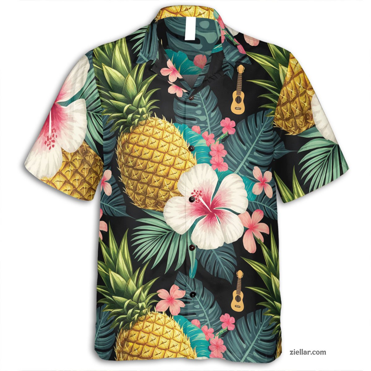Pineapple and White Hibiscus Floral Hawaiian Shirts Gifts for Men and Women – Great for Luau and Island Getaways