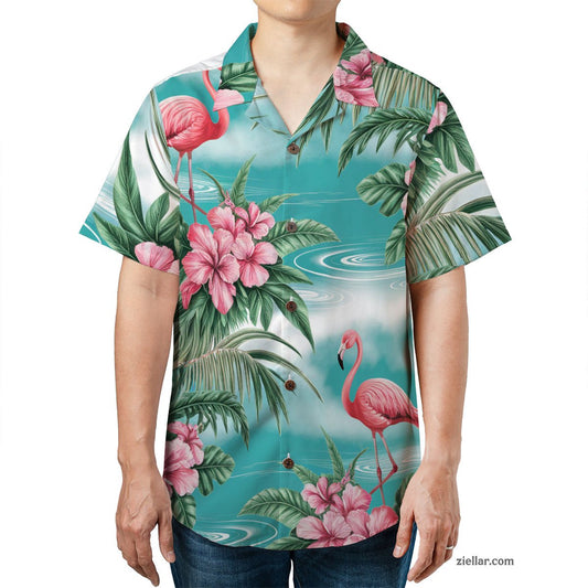 Pink Flamingo Tropical Flowers Hawaiian Shirts for Men and Women 2025 – Fun and Casual Island Shirt