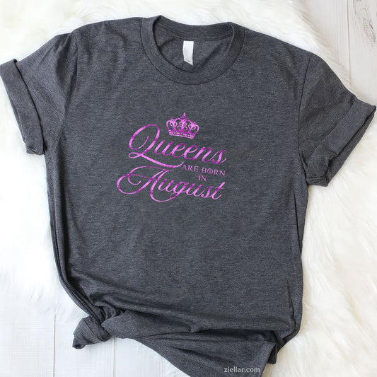 Pink Leo Queen Tee and T-Shirt, Funny August Birthday T-Shirt Gift for Women Adults