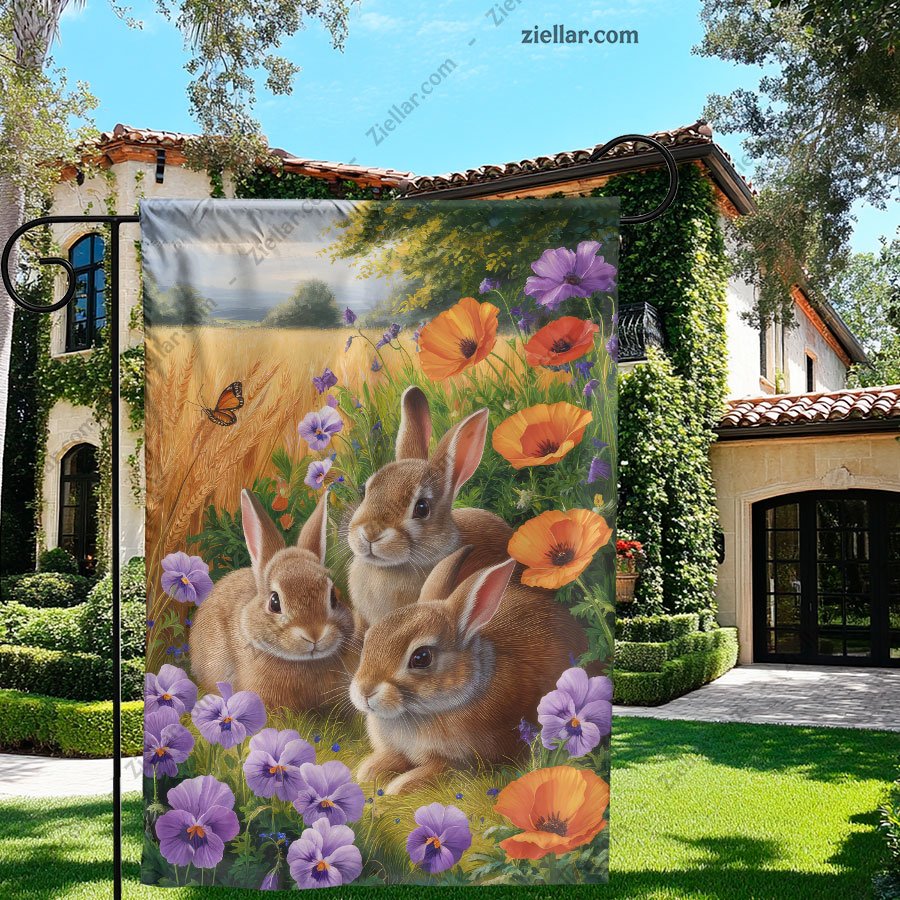 Playful Bunnies Among Flowers in a Meadow Perfect Easter Decoration Gift