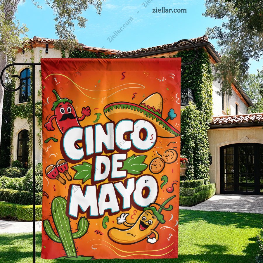 Playful Cinco de Mayo Party Decor Bright Mexican Fiesta Celebration Flag