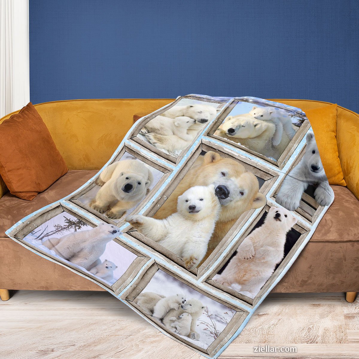 Polar Bear Family Quilt Blanket, Fleece Blanket Cozy Wildlife Animal Gift for Nature Lover