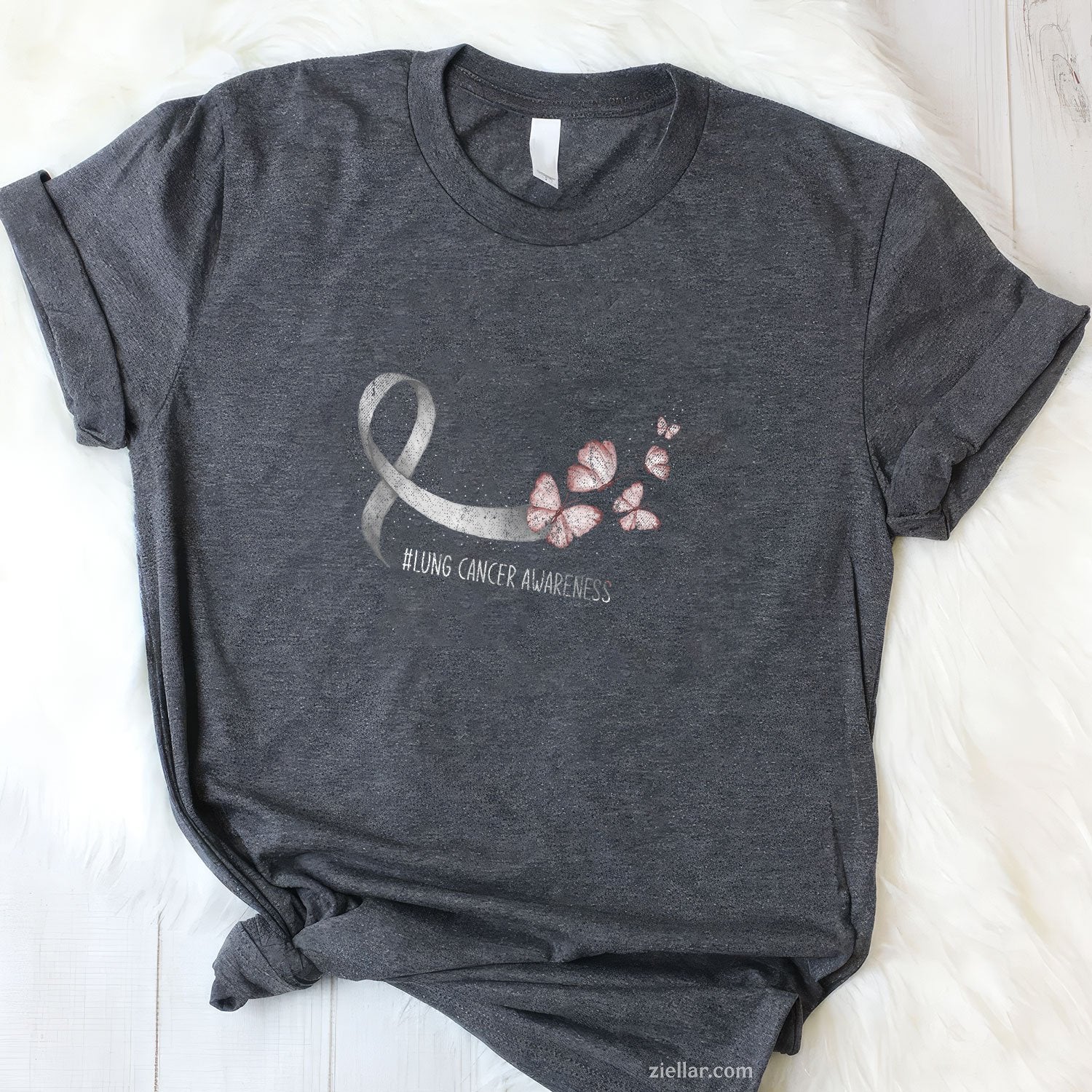 Pretty White Ribbon Support Lung Cancer Awareness T-Shirt