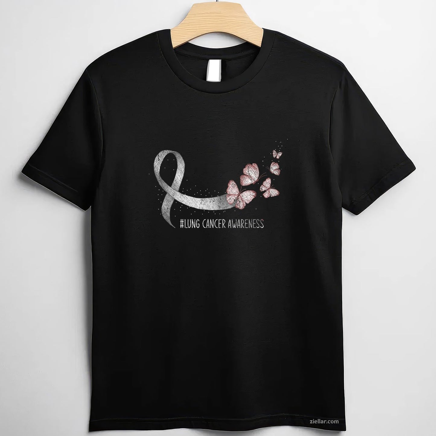 Pretty White Ribbon Support Lung Cancer Awareness T-Shirt