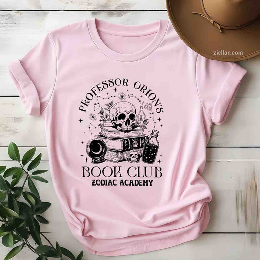 Professor Orions Book Club Halloween T-Shirt, Skull Book Lover Spooky Graphic Tee For Women Adults