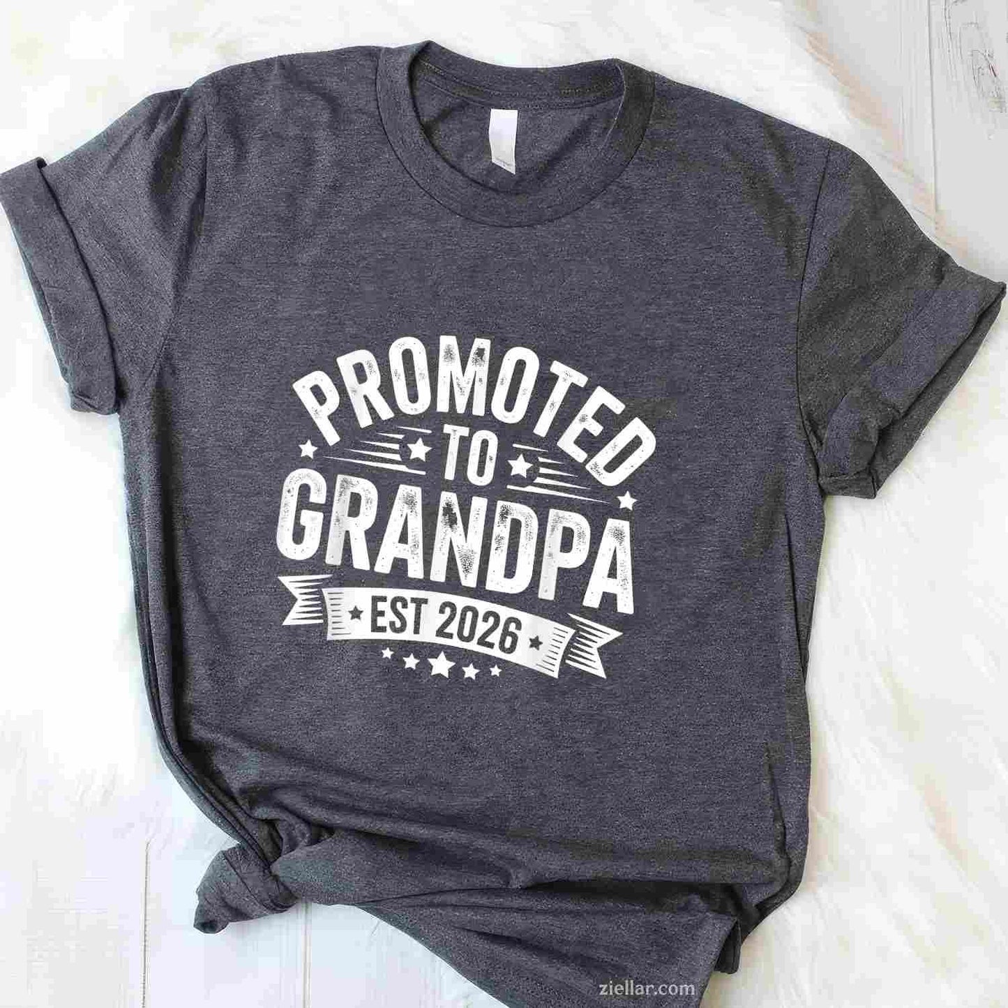 Promoted to Grandpa Est 2026 Grandparents Baby Announcement T-Shirt Tee for Men Women Adults Unisex