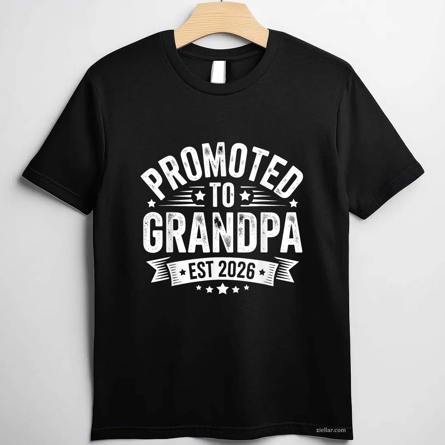 Promoted to Grandpa Est 2026 Grandparents Baby Announcement T-Shirt Tee for Men Women Adults Unisex