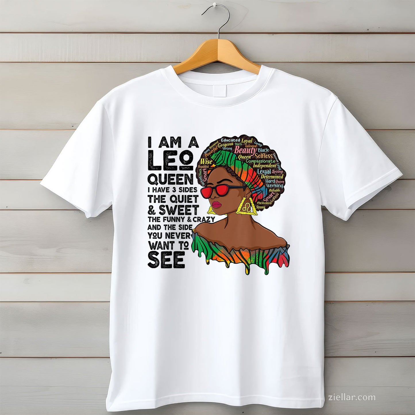 Proud Afro Leo Queen Tee and T-Shirt, July August Zodiac Birthday Gift T-Shirt for Women Adults