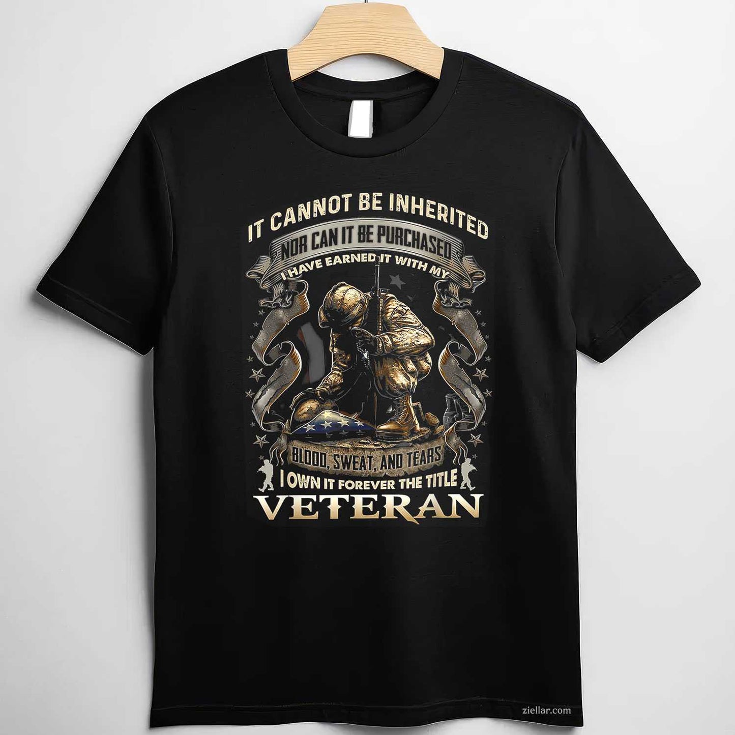 Proud Military Veteran Patriotic American Flag_ It Cannot Be Inherited Nor Can It Be Purchased T-Shirt And Tee
