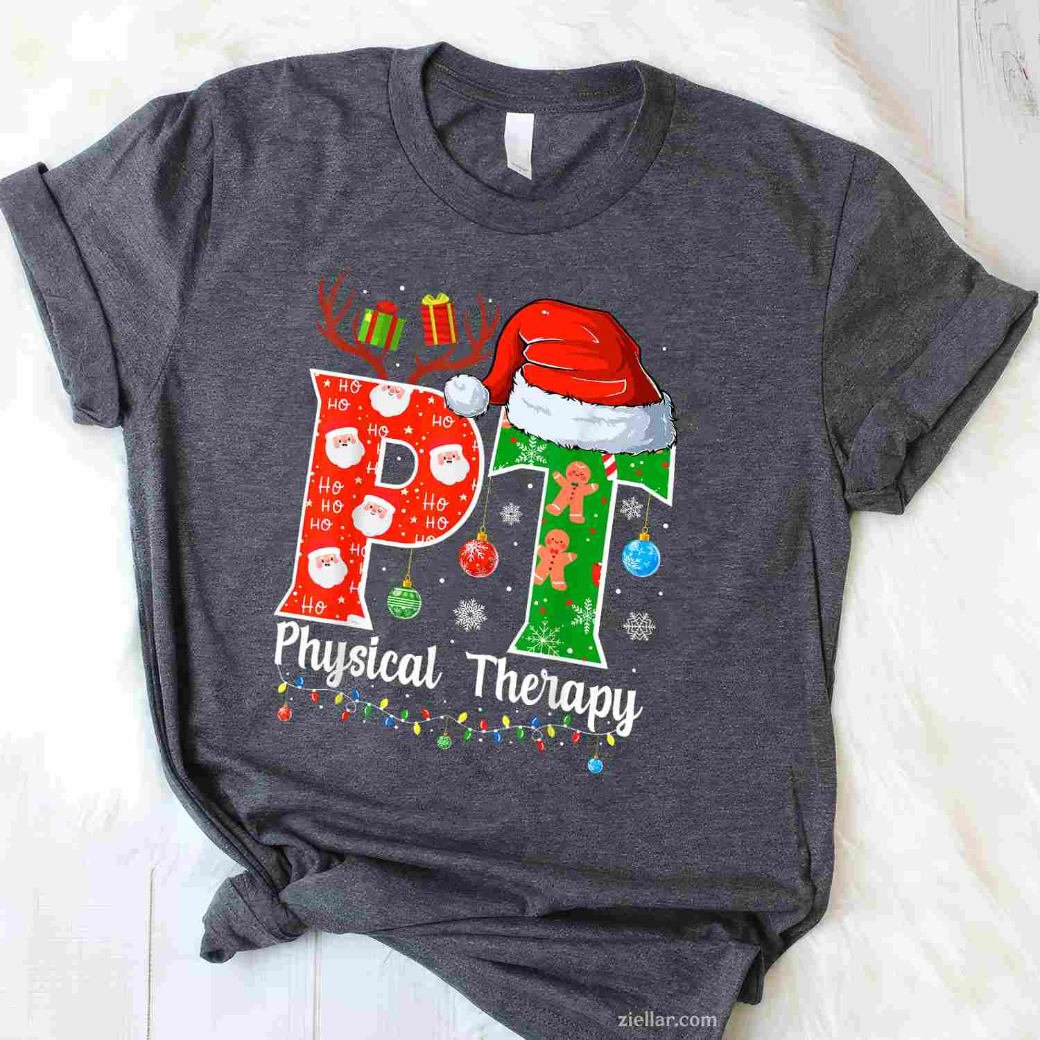 Pt Christmas Physical Therapy Christmas Pt Xmas T-Shirt, A Funny Physical Therapy Christmas Pt Tee For Adults
