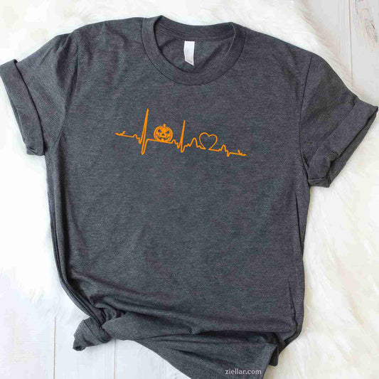 Pumpkin Heartbeat Halloween Men & Women'S Graphic T-Shirt And Tee For Spooky Season
