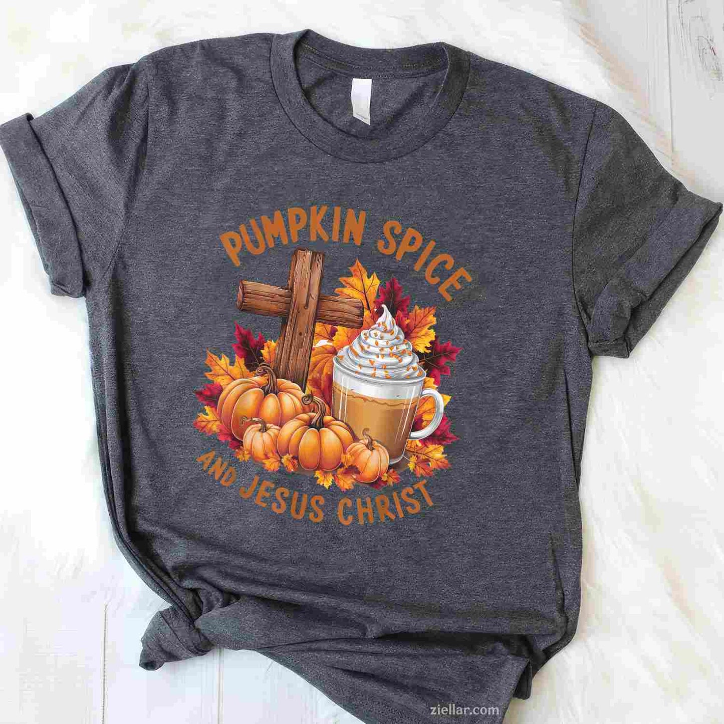 Pumpkin Spice And Jesus Christ Funny Fall Christian T-Shirt and Tee for Adults Men Women Unisex