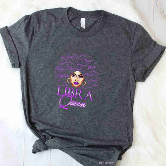 Purple Libra Queen Woman Lady September Womens Birthday T-Shirt Tee
