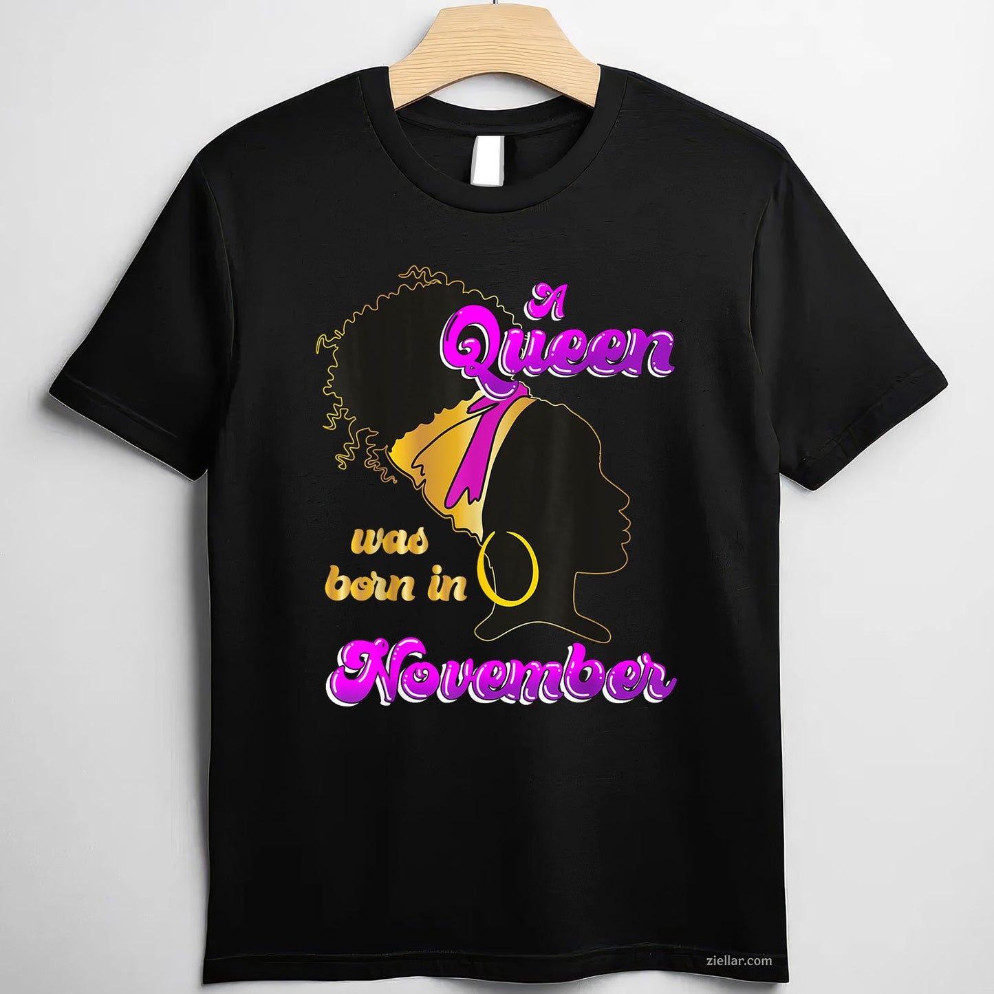 Queen Born in November Tee and T-Shirt, Black Woman Birthday T-Shirt Gift for Women Adults