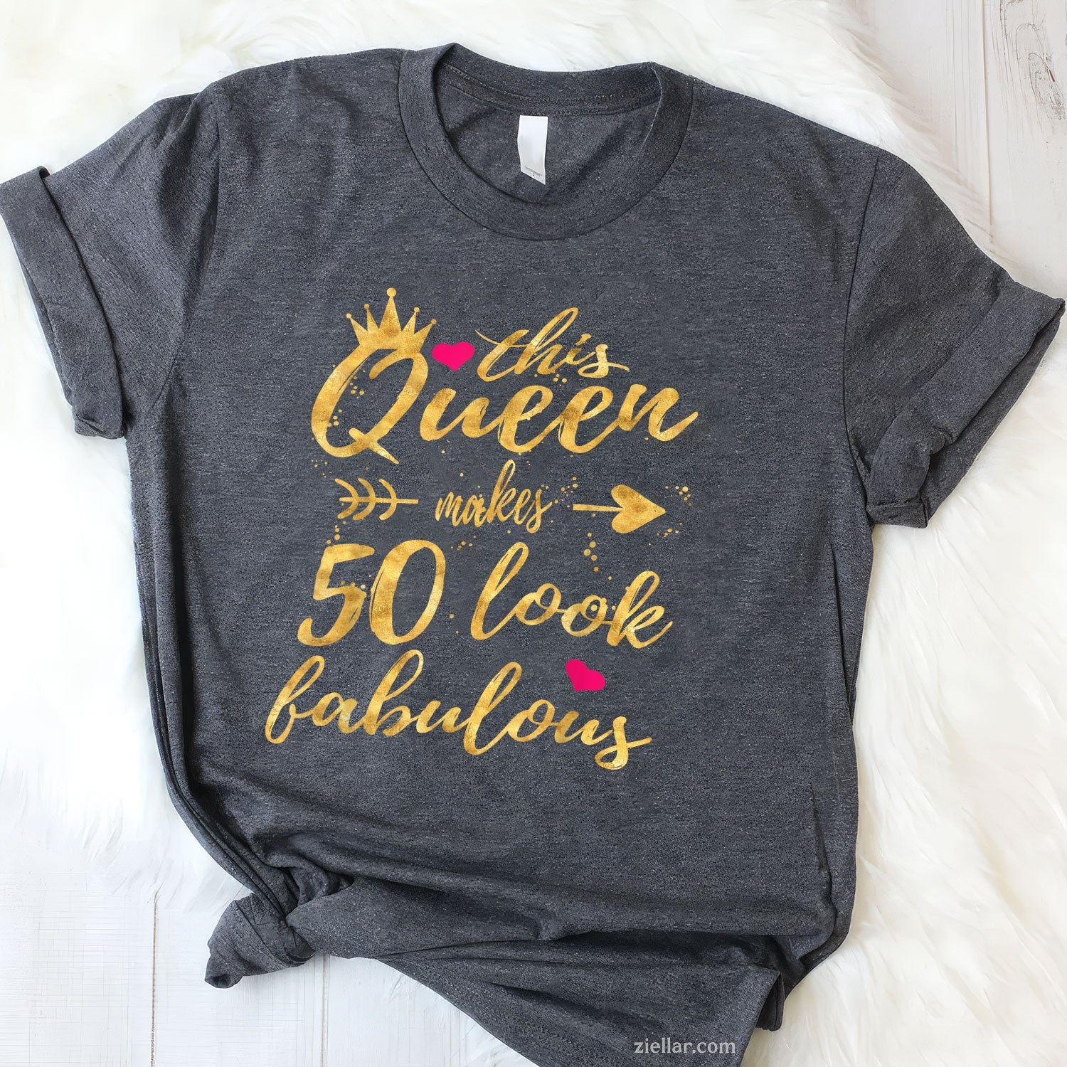 Queen Turns 50 in August Tee and T-Shirt, Fabulous Birthday T-Shirt Gift for Women Adults
