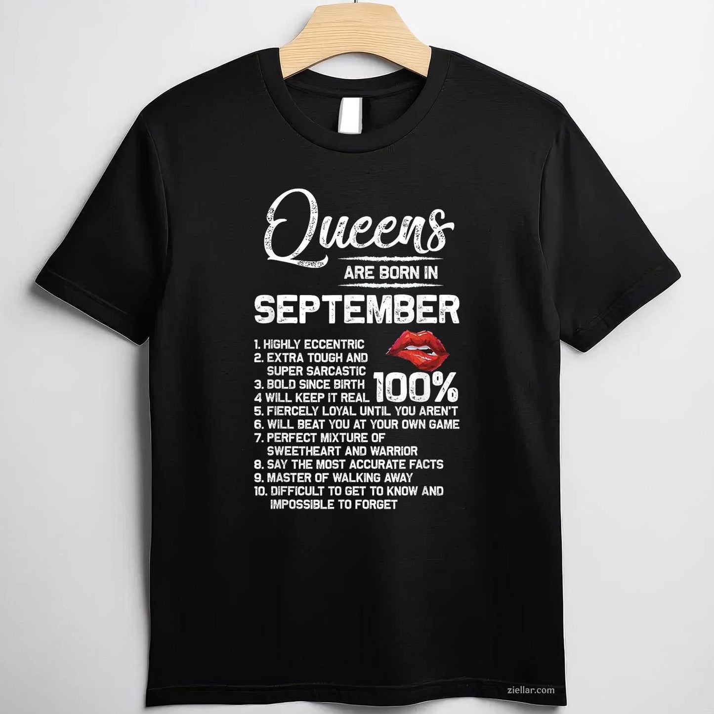 Queens Are Born in September Birthday Gifts T-Shirt Tee for Men Women Adults Unisex