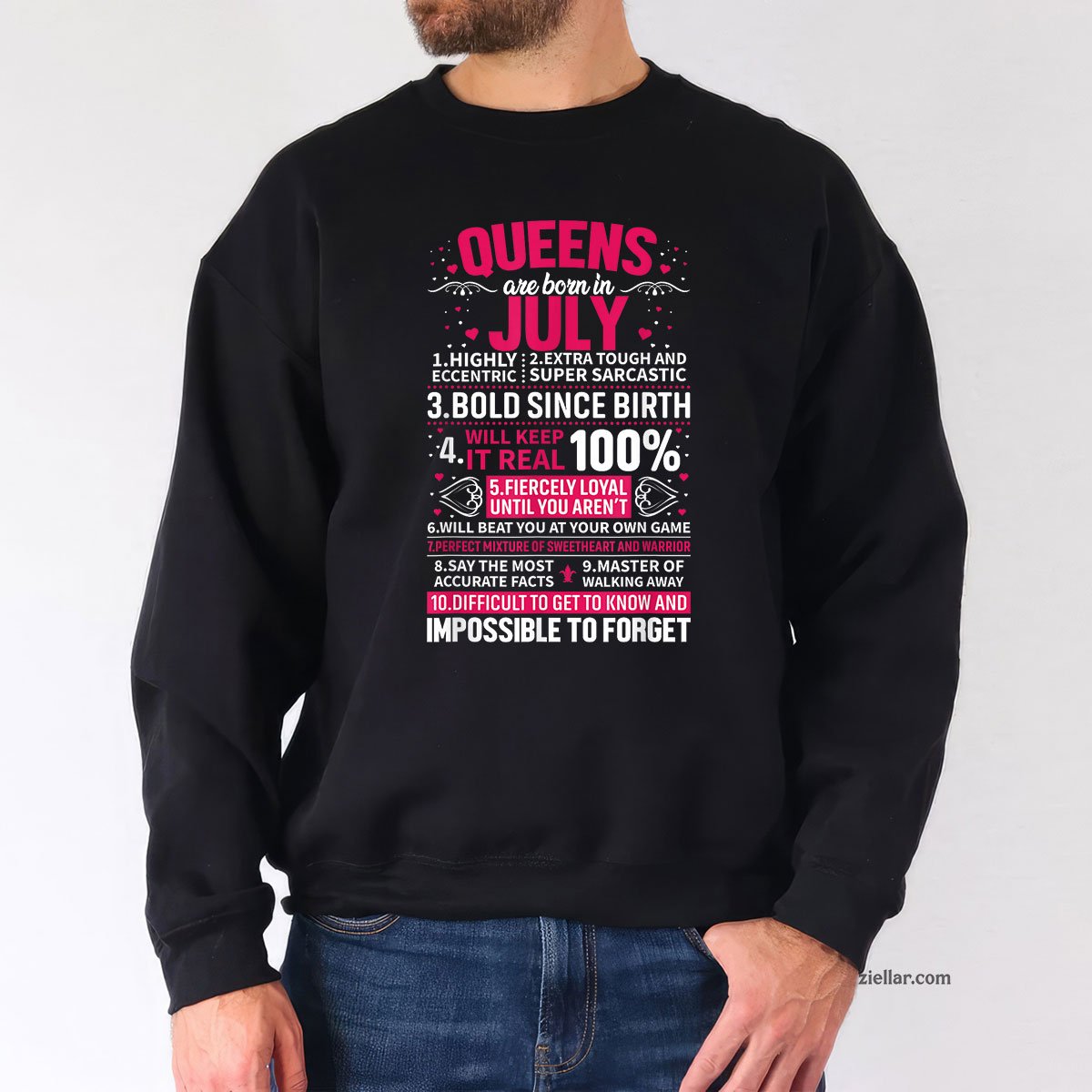 Queens Are Born in July Sweatshirt, Patriotic USA Independence Day Gift