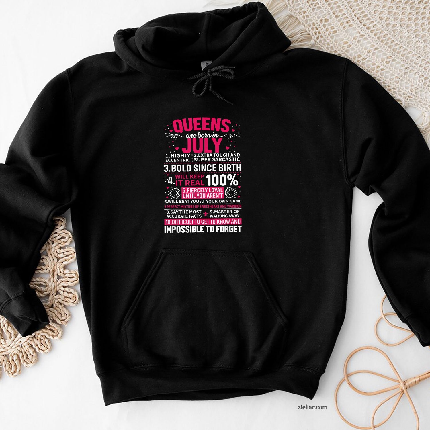 Queens Are Born in July Hoodie Shirt, Patriotic USA Independence Day Gift