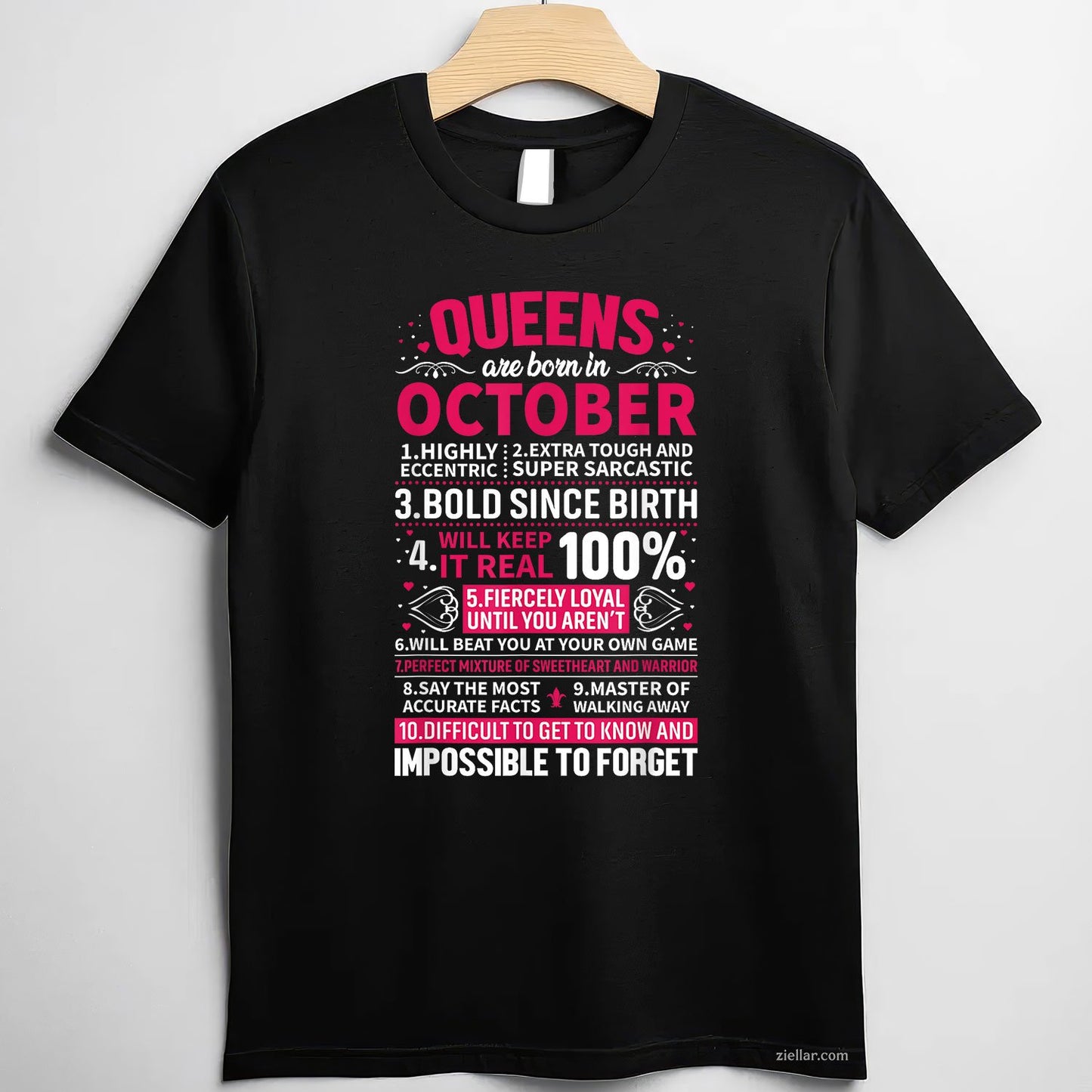 Queens Are Born in October Tee and T-Shirt, Birthday T-Shirt Gift for Women Adults