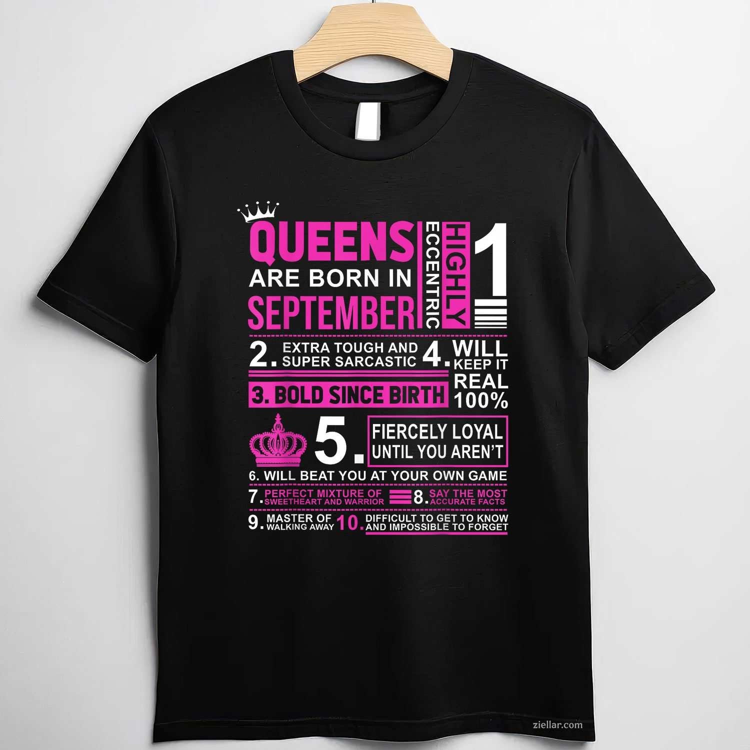 Queens Are Born In September Birthday T-Shirt Tee for Men Women Adults Unisex