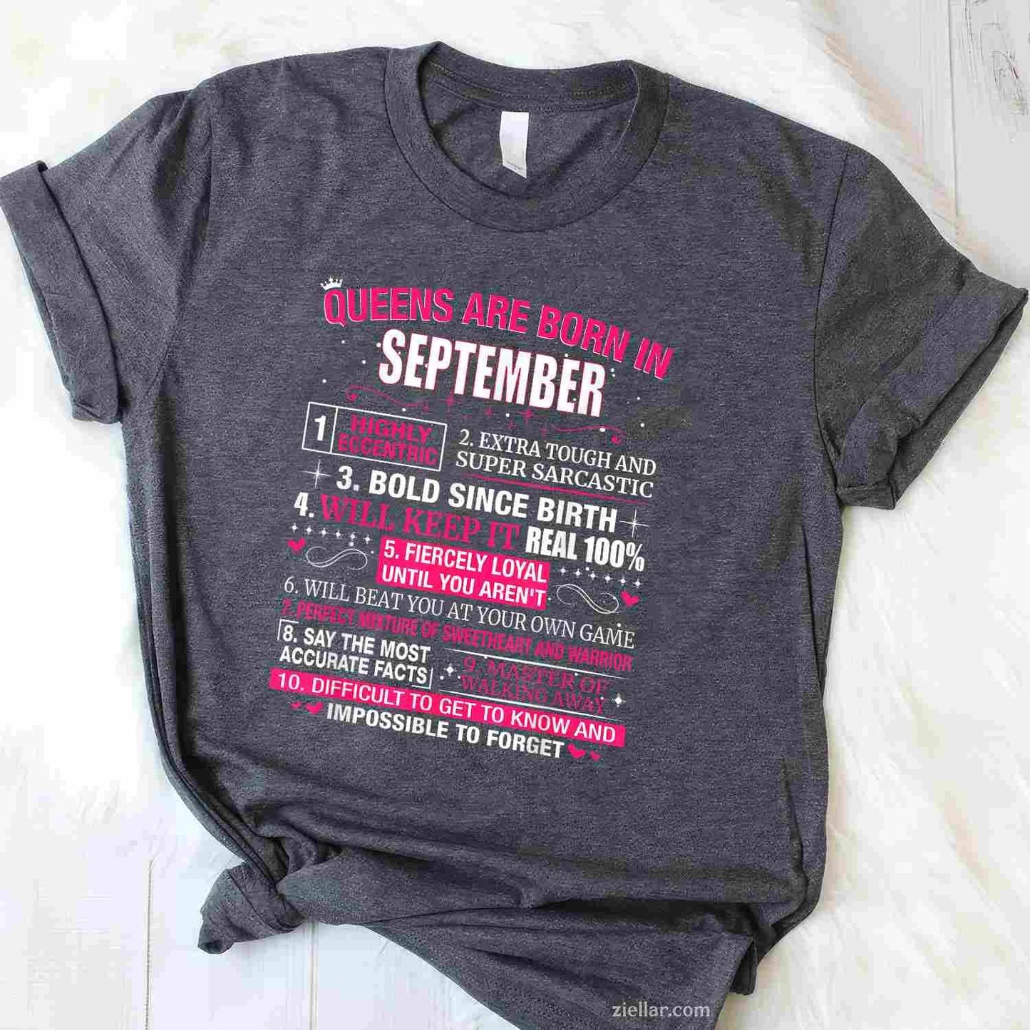 Queens are Born In September T-Shirt Tee T-Shirt Tee for Men Women Adults Unisex