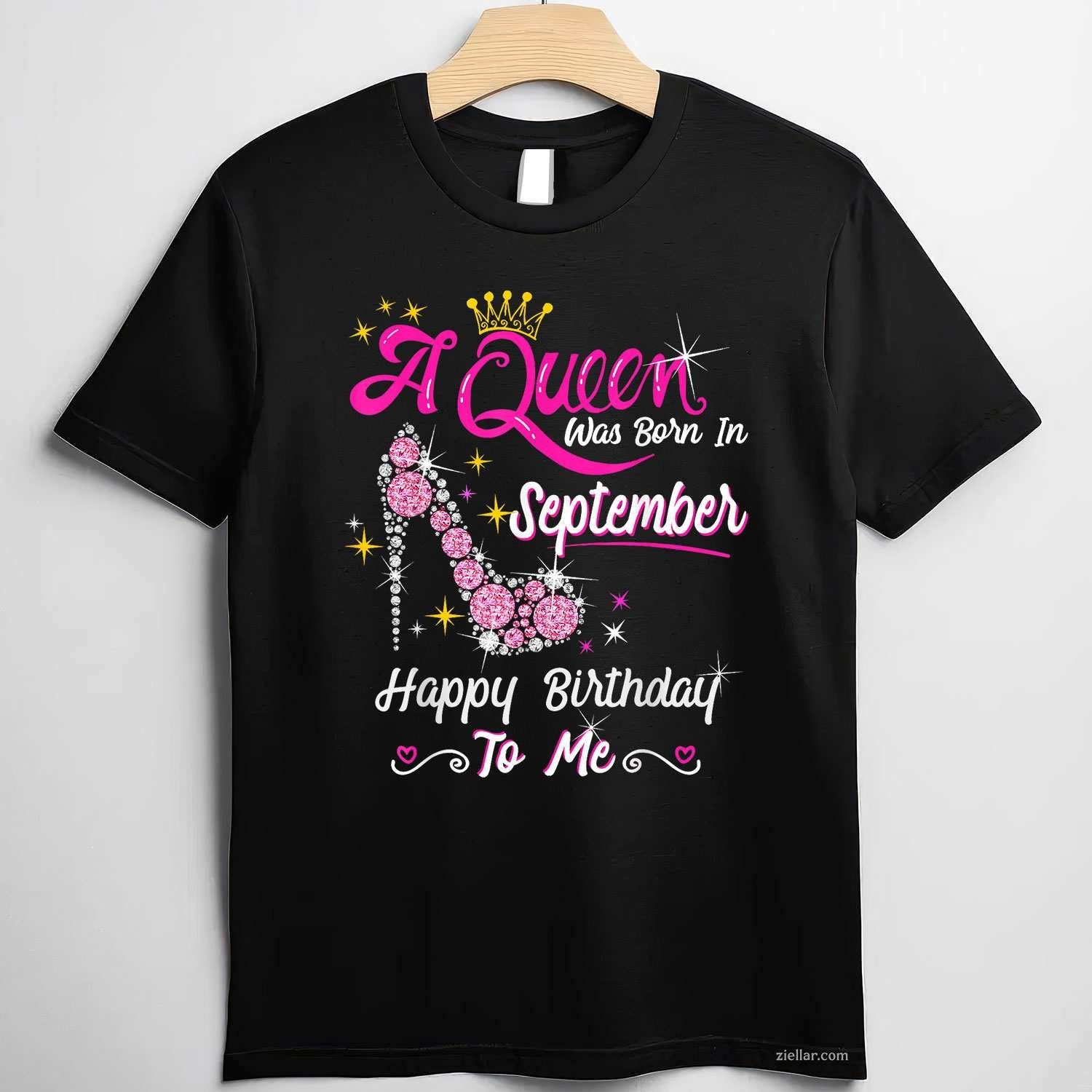 Queen was Born in September Cute Funny Happy Birthday Gift T-Shirt Tee for Men Women Adults Unisex
