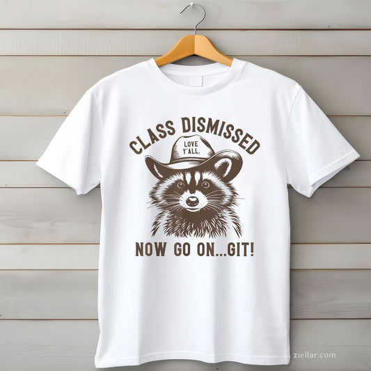 Raccoon Class Dismissed Tee and T-Shirt, Funny School's Out T-Shirt Gift for Adults